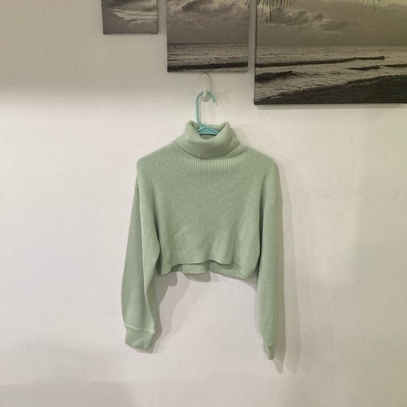 Mint green chunky crop sweater - Picture 2 of 7